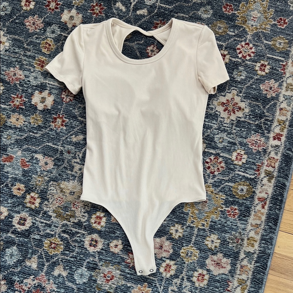 Vuori Cream Ribbed Bodysuit